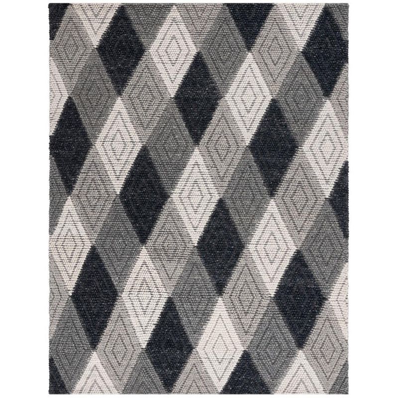 Artisan-Crafted Mosaic Black Wool 8' x 10' Area Rug