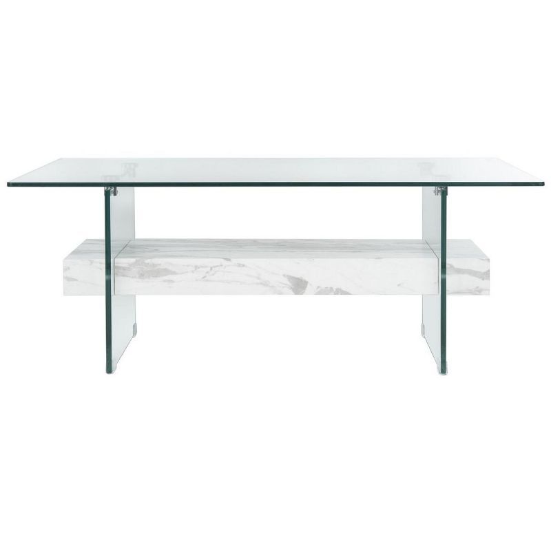 Kayley Rectangular Glass and Marble Coffee Table