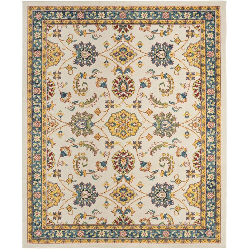 Ivory Gold Persian Floral 8' x 10' Synthetic Area Rug