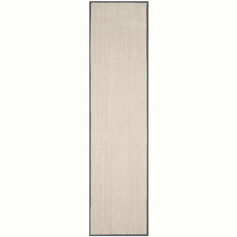 Hand-Knotted Marble Dark Grey Sisal Runner Rug - 2'6" x 10'