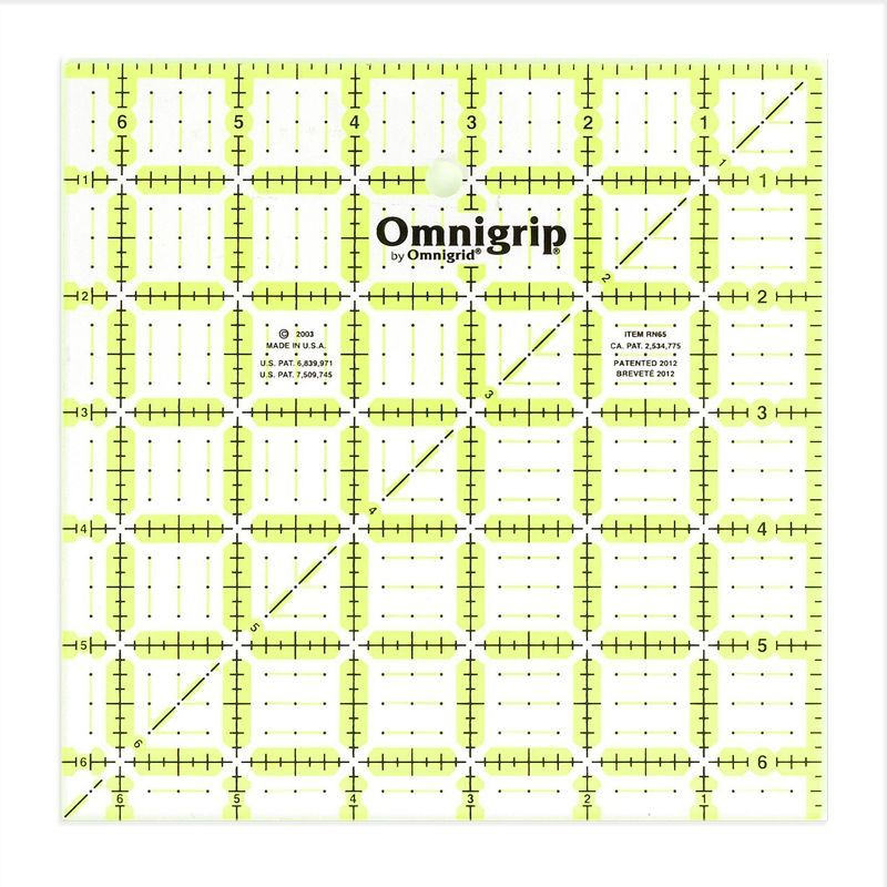 Omnigrip 6.5" Square Non-Slip Quilting Ruler with Neon Grid