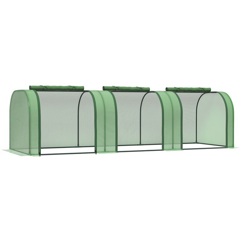 Outsunny Green Portable Tunnel Greenhouse with Roll-Up Doors