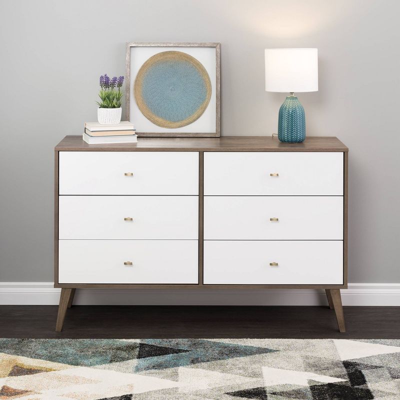 Milo Drifted Gray Mid-Century Modern 6-Drawer Dresser