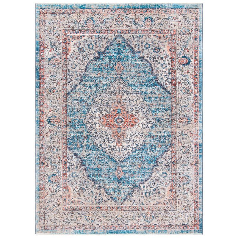 Elysian Blue Round Synthetic Easy-Care Area Rug, 4' Diameter