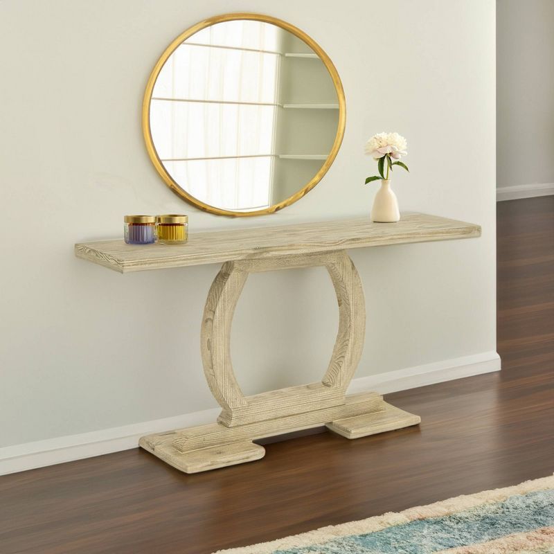 Barnwood Sandblast Pine Wood Rectangular Console Table