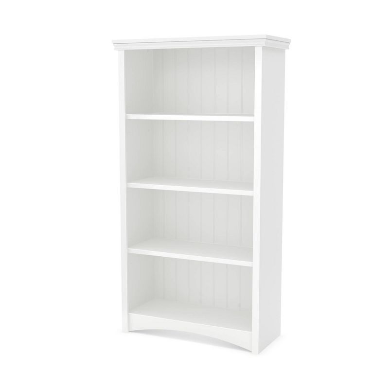 Pure White Adjustable 4-Shelf Wood Bookcase