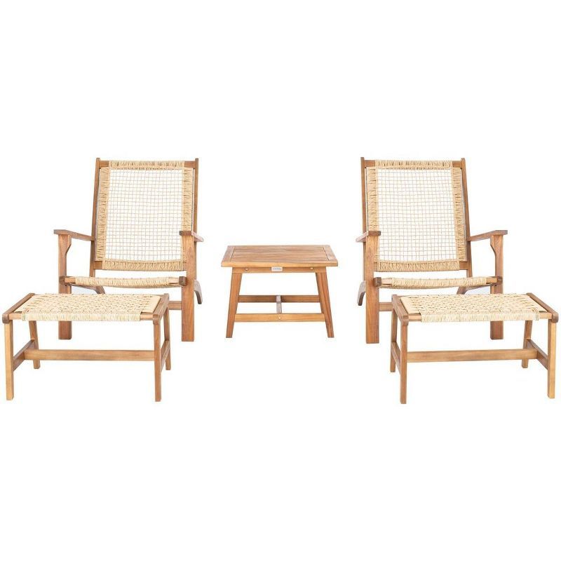 Chantelle Natural Acacia and Rattan 5-Piece Patio Set