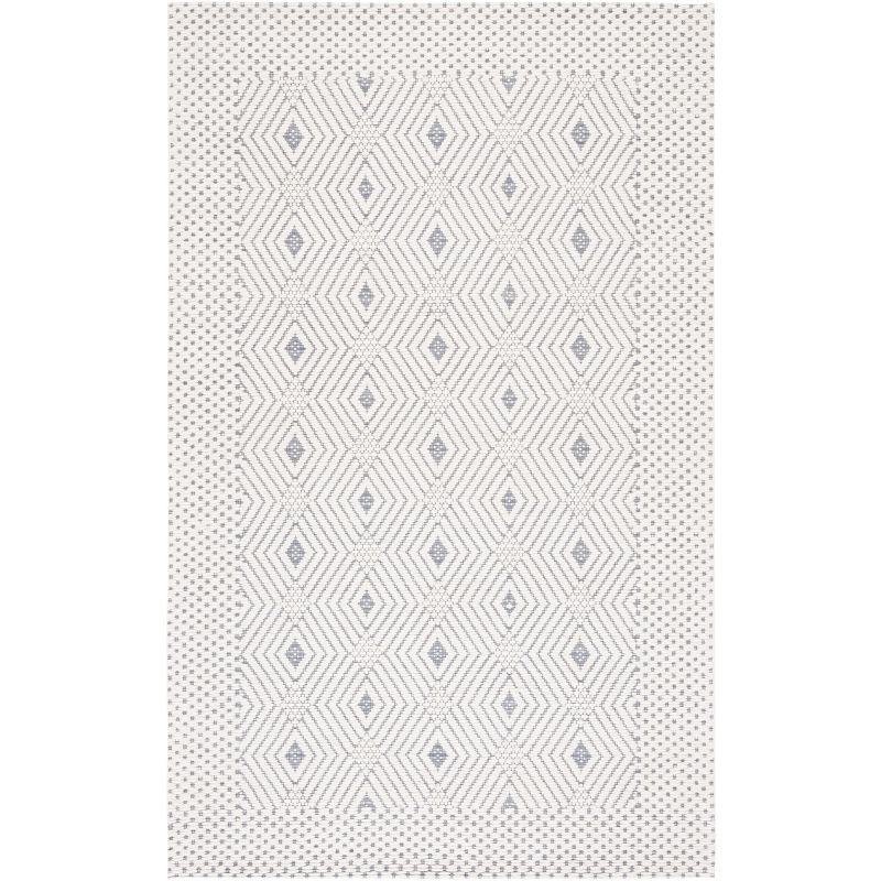 Ivory and Grey Hand Woven Wool Area Rug