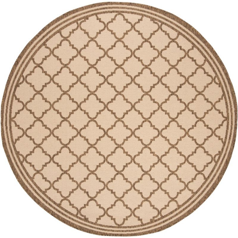 47" Round Cream Synthetic Stain-Resistant Rug