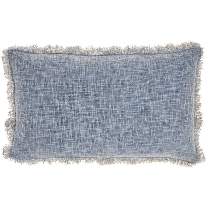 Ocean Blue Cotton Stonewash Lumbar Throw Pillow