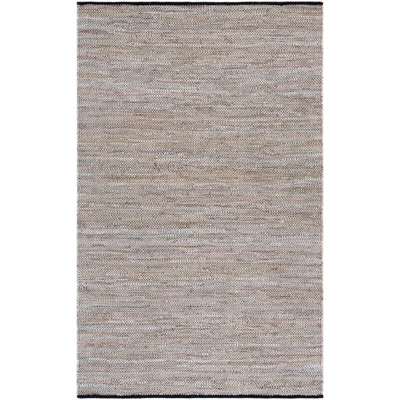 Handmade Beige Cowhide 6' x 9' Flat Woven Washable Area Rug