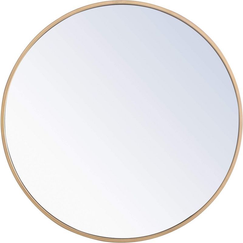 Elegant Brass Finish Round Metal Frame Mirror 24 Inch