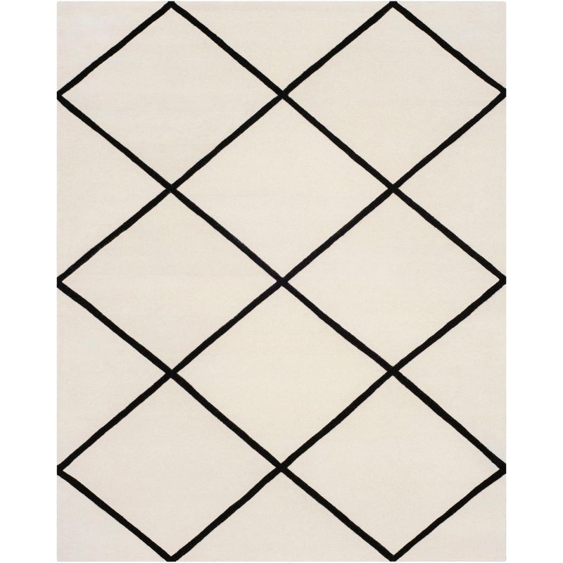 Elegant Ivory & Black Hand-tufted Wool Area Rug - 8' x 10'