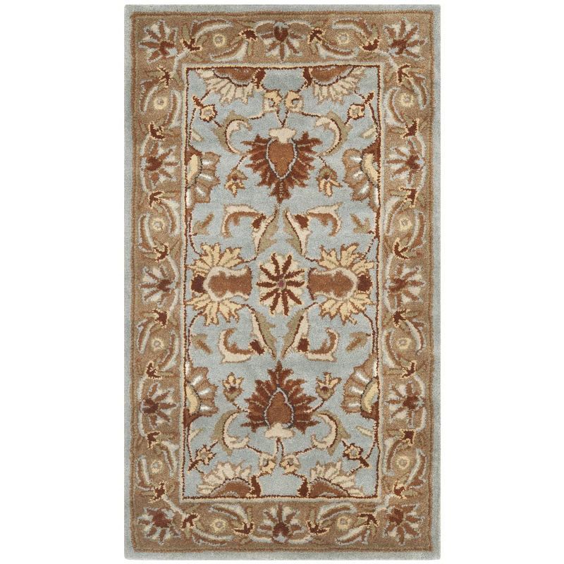 Blue and Beige Hand-Tufted Wool Area Rug, 2'3" x 4'