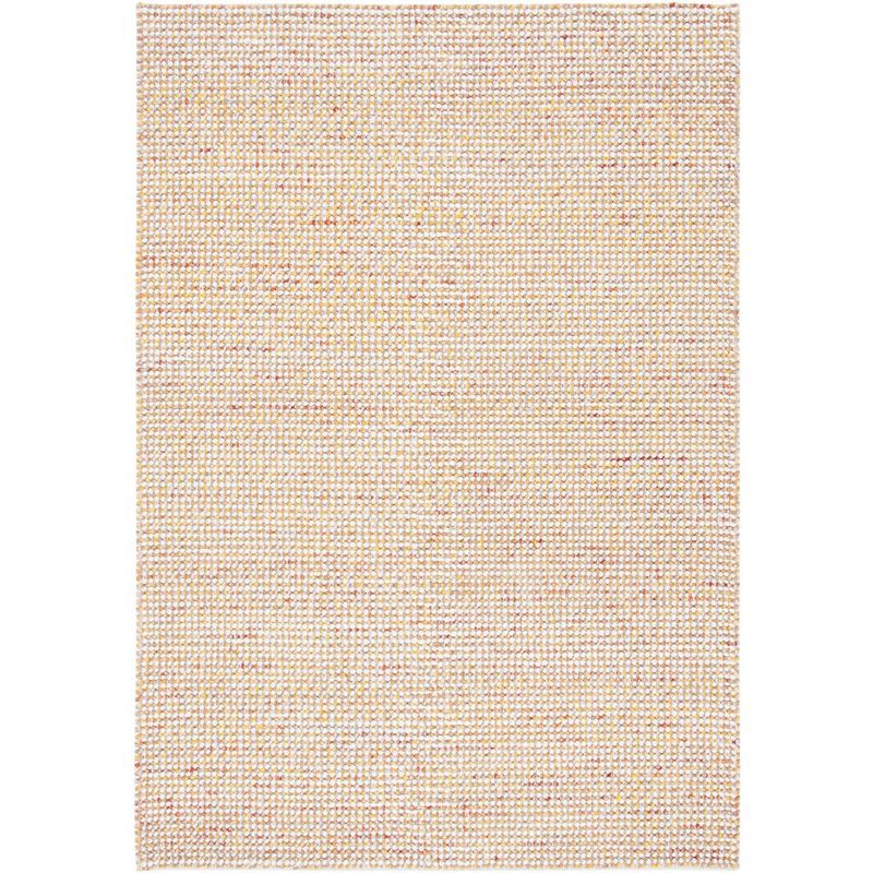 Hand-Knotted Ivory and Gold Wool Rectangular Area Rug, 4' x 6'