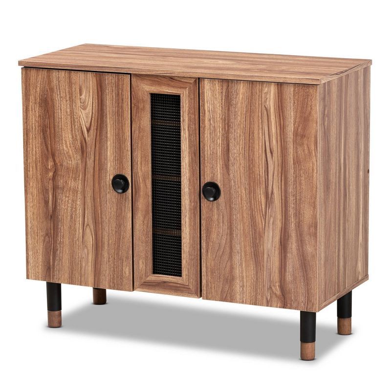 Valina Oak Finish 2-Door Wood Entryway Shoe Storage Cabinet