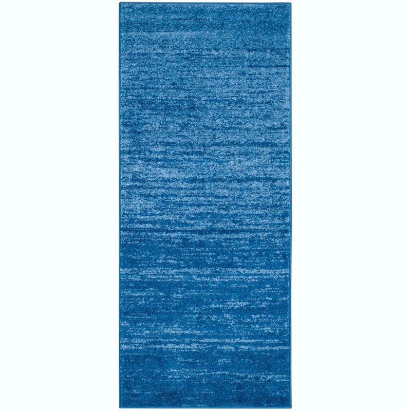 Light Blue and Dark Blue Abstract Runner Rug