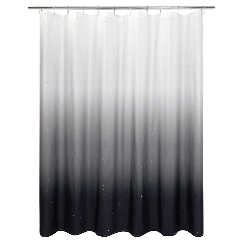 Gray Ombre Sparkle Polyester Shower Curtain with Sequins