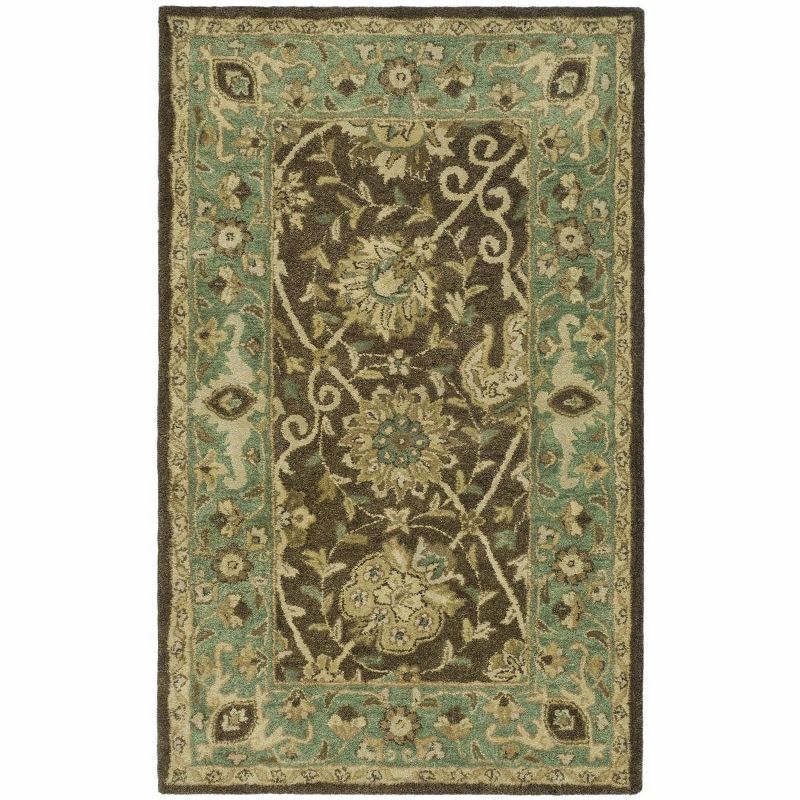 Antiquity 3' x 5' Brown and Green Hand Tufted Wool Area Rug