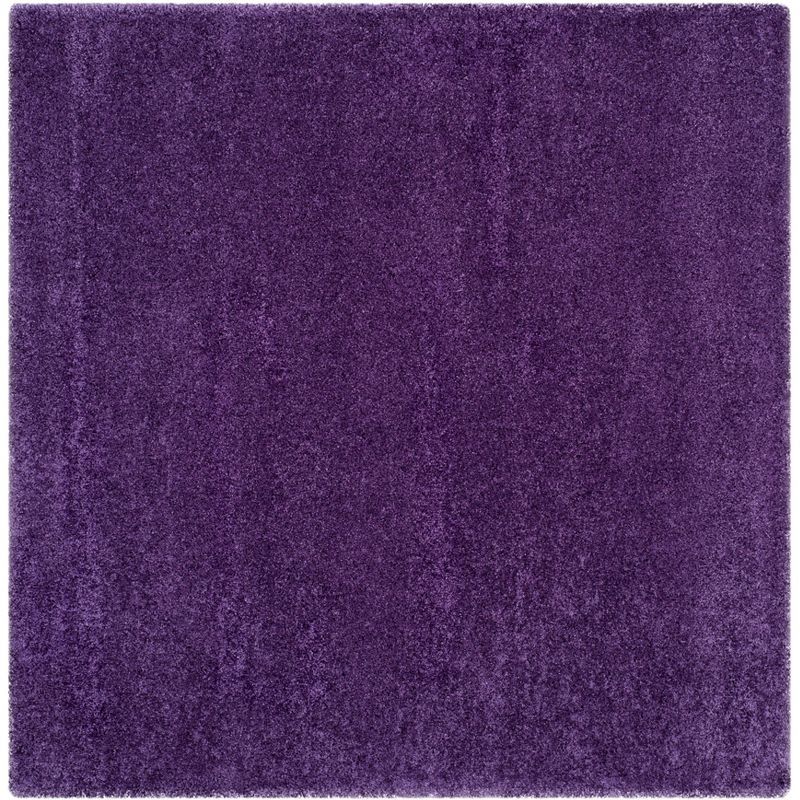 7' Square Purple Shag Synthetic Area Rug
