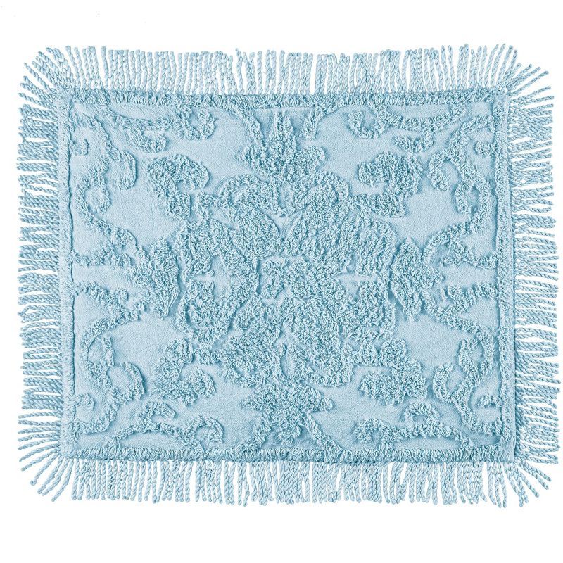 Blue Cotton and Polyester Diamond Pattern Chenille Pillow Sham