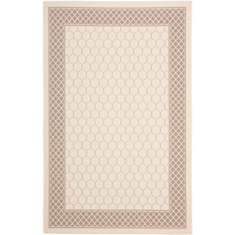 Beige Rectangular Easy-Care Synthetic 5' x 7' Area Rug