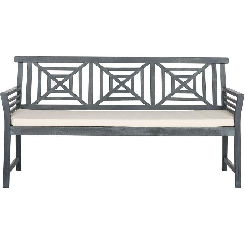 Del Mar Ash Grey 3-Seat Outdoor Bench with Beige Cushion