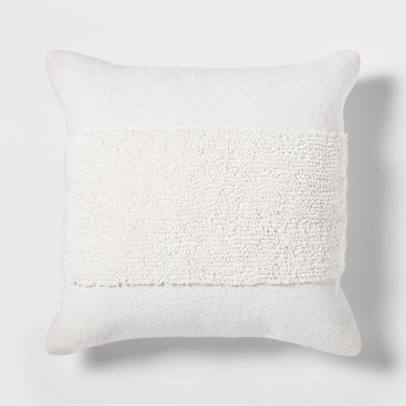 White Tufted Modern Square Throw Pillow Set