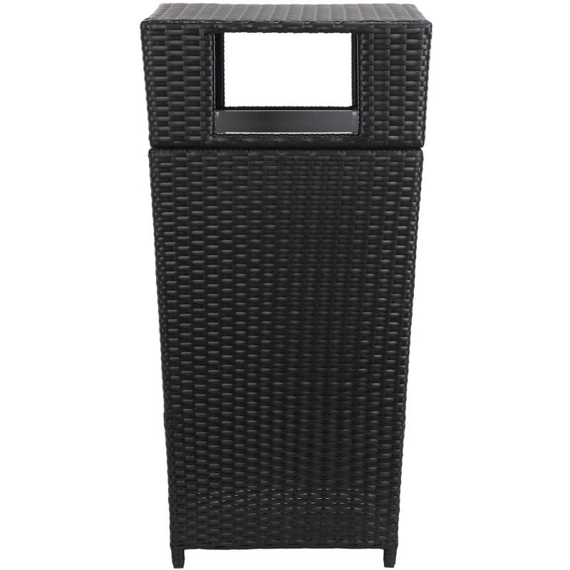 Mazeli Black Wicker Outdoor Trash Bin with Removable Top
