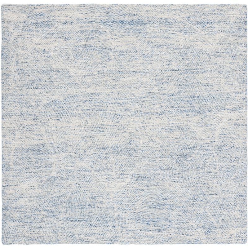 Handmade Blue Wool Tufted Non-slip 6' Square Rug