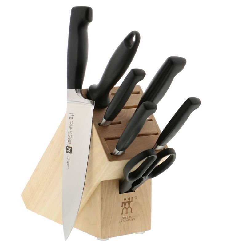 Zwilling Four Star 8-Piece Knife Block Set with Natural Wood