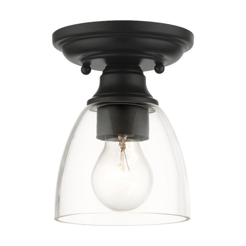 Black Hand Blown Glass 1-Light Flush Mount