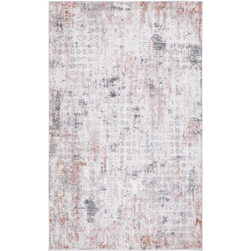 Abstract Elegance 8' x 10' Rust/Grey Synthetic Area Rug