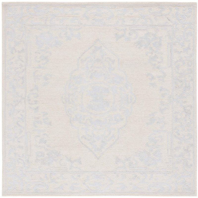 Ivory and Beige Handmade Tufted Wool Square Rug