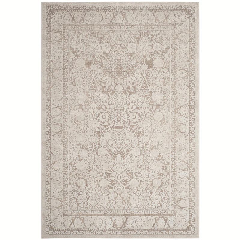 Beige and Cream Floral Rectangular Area Rug