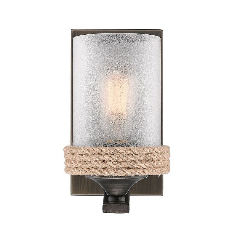 Rustic Bronze Nautical Bath Vanity Light with Frosted Glass