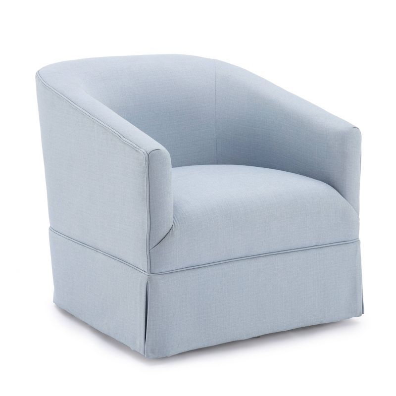 Sky Blue Barrel Swivel Accent Chair with Skirt