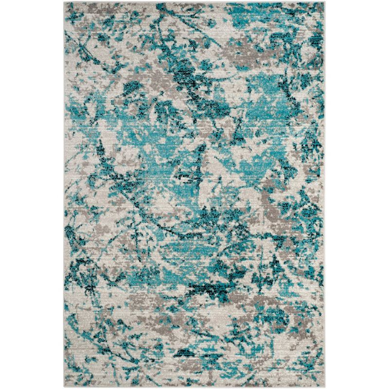 Skyler Blue and Ivory Medallion Synthetic Area Rug