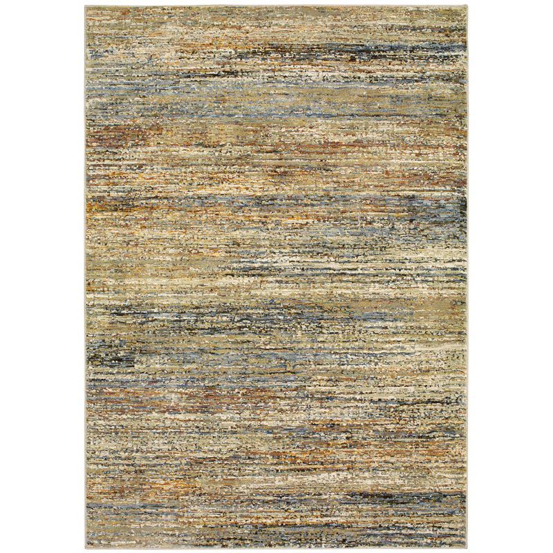 Gray and Gold Rectangular Synthetic Oriental Rug