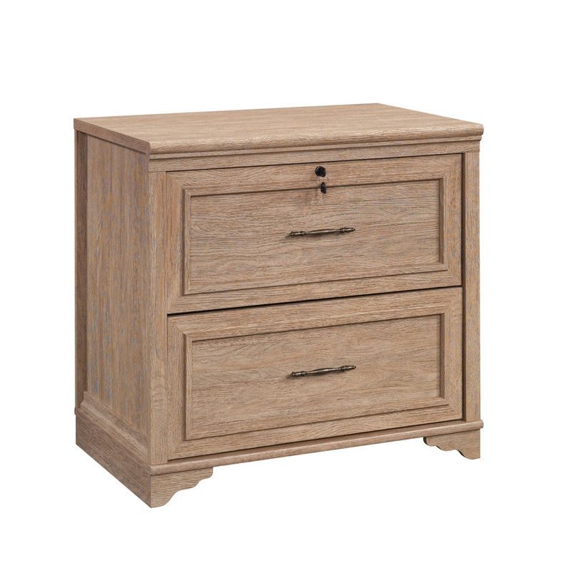 Brushed Oak 2-Drawer Lockable Lateral File Cabinet