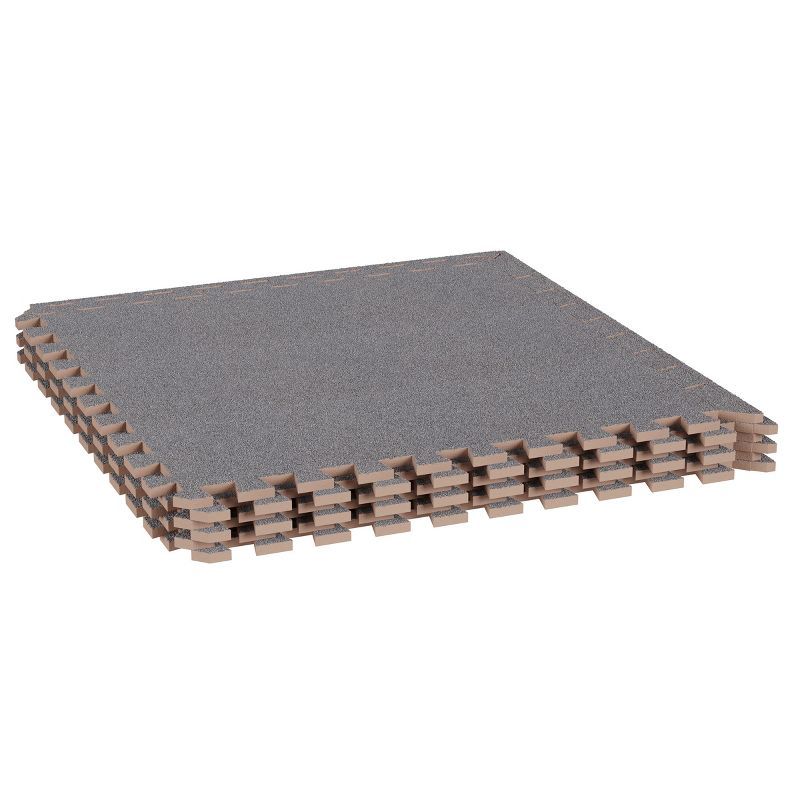 Gray 24'' x 24'' Interlocking Foam Floor Tiles with Carpet Top