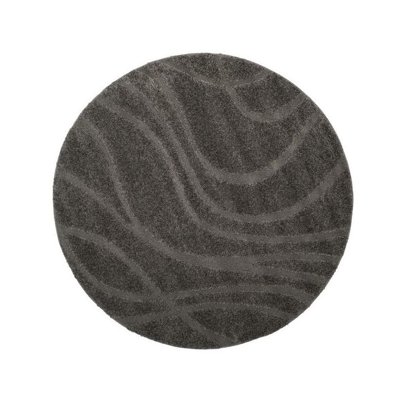 Elysian Gray 79" Round Tufted Shag Area Rug