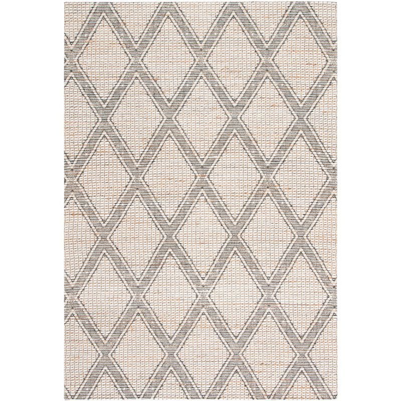 Ivory Diamond Flat Woven Round Wool Area Rug