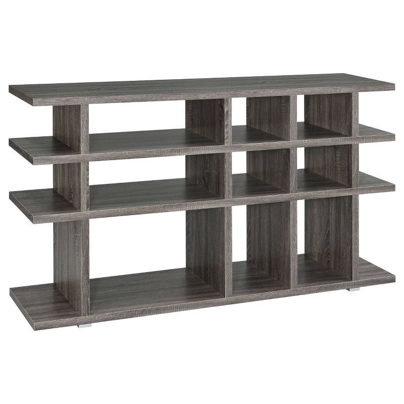 Weathered Gray 4-Shelf Wood Console Bookcase