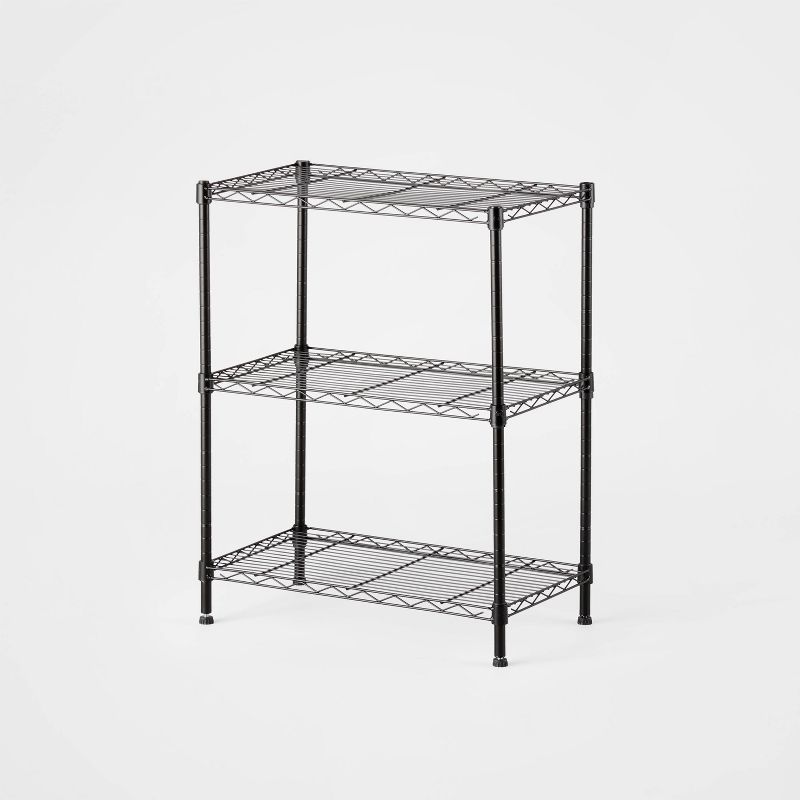 Adjustable Black 3-Tier Metal Wire Shelving Unit