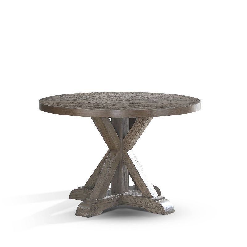 48" Contemporary Transitional Round Dining Table in Washed Gray