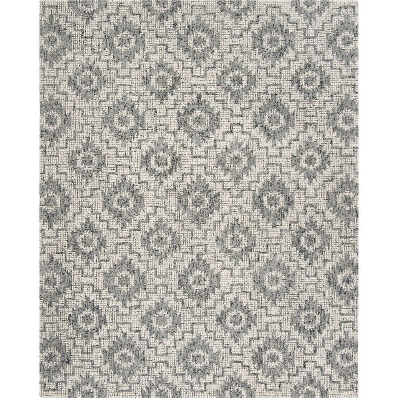 Ivory Abstract Hand-Tufted Wool Area Rug 8' x 10'