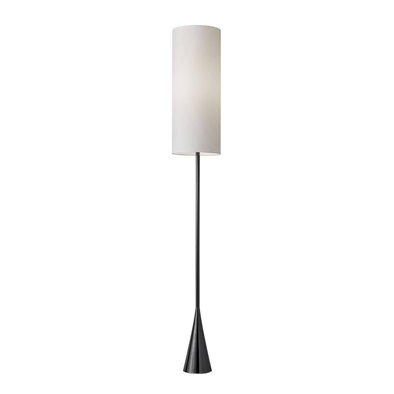 Elegant Black Nickel 74" Floor Lamp with Silk-Like Shade