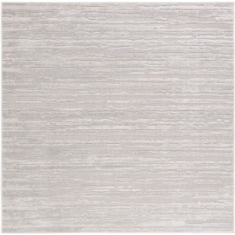 Cabana Modern Gray Square Outdoor Rug 6'7" - Weather-Resistant Synthetic