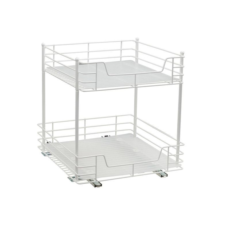 White Steel 2-Tier Sliding Pantry Organizer